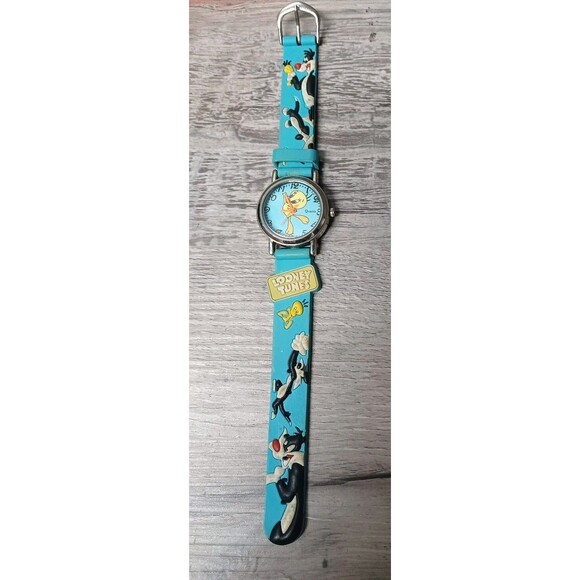 Looney Tunes 8"  Tweety Bird Sylvester Watch blue Band -Running/Working - Picture 1 of 6